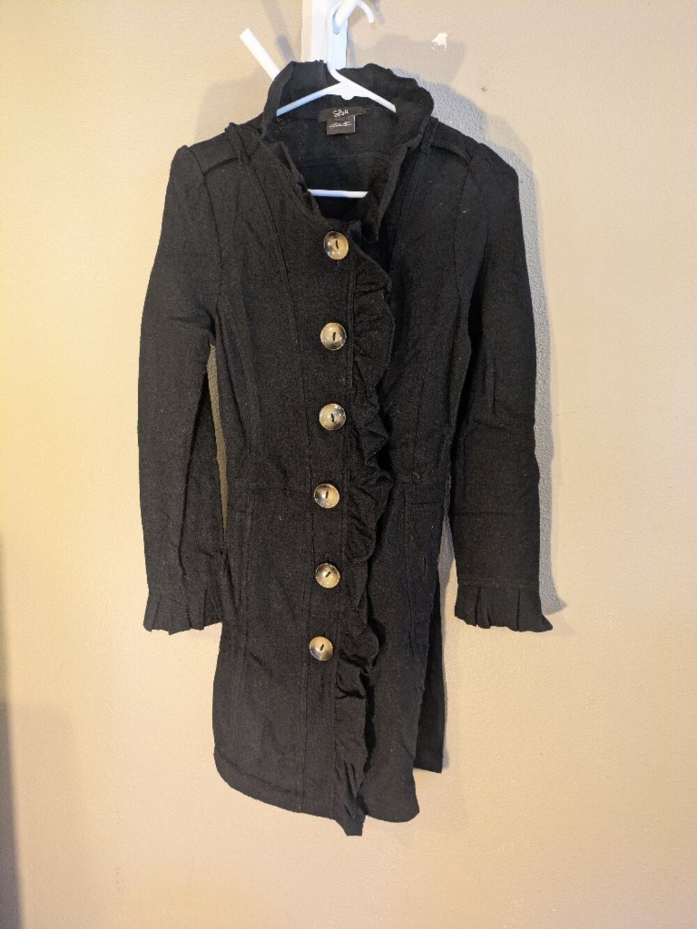 Lon gblack felted wool knit jacket